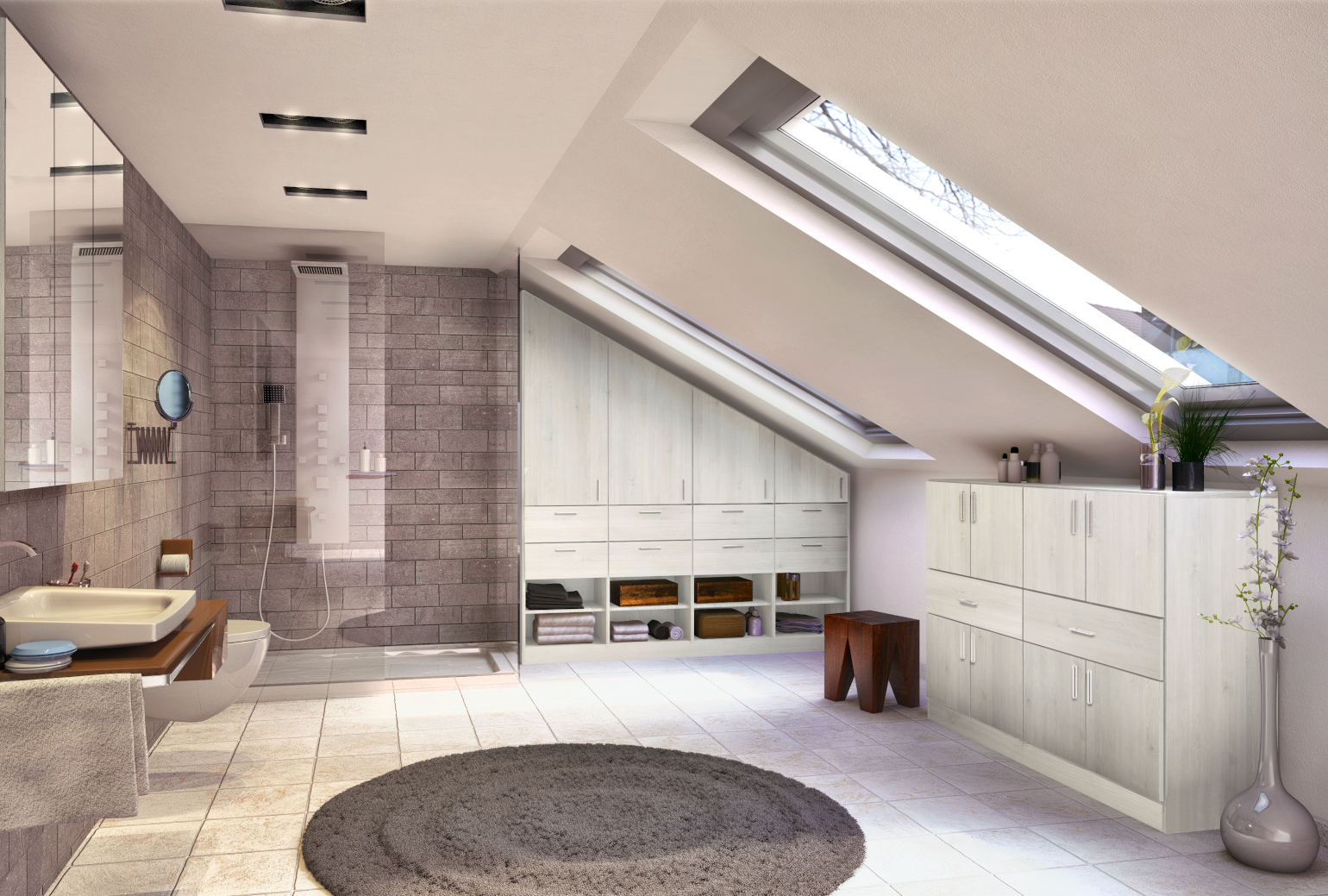 Badkamer met glazen douche