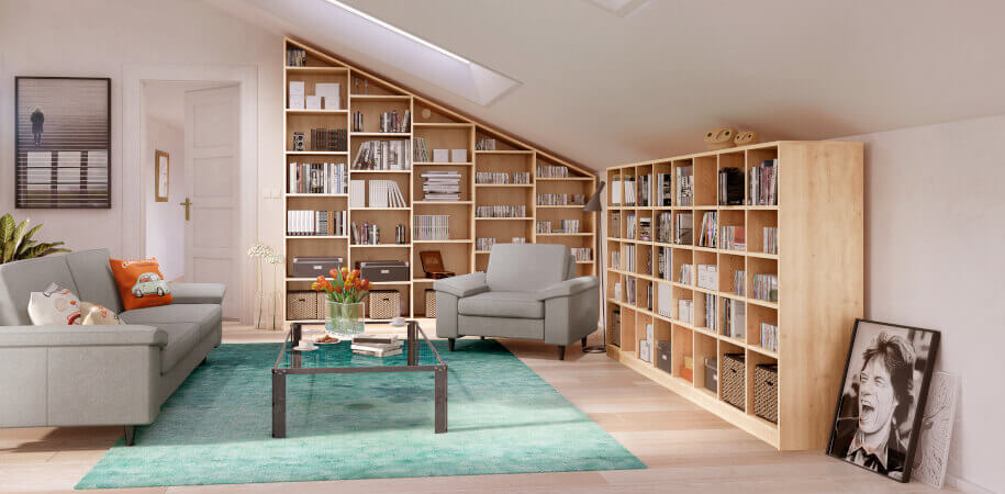 Boekenkast in de woonkamer
