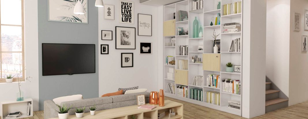Kastenwand op maat in wit, Scandi woonstijl