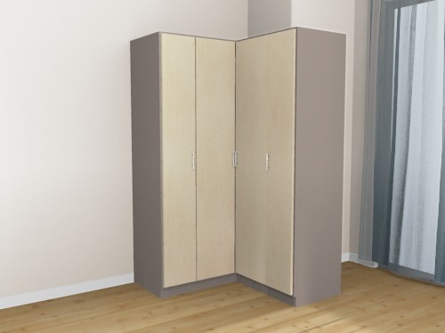 Eckschrank nach Maß für das Bad in Steingraun und Ahorn