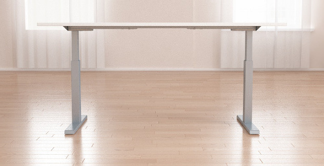 Höhenverstellbarer Scheibtisch in Weiss mit silbernem Gestell